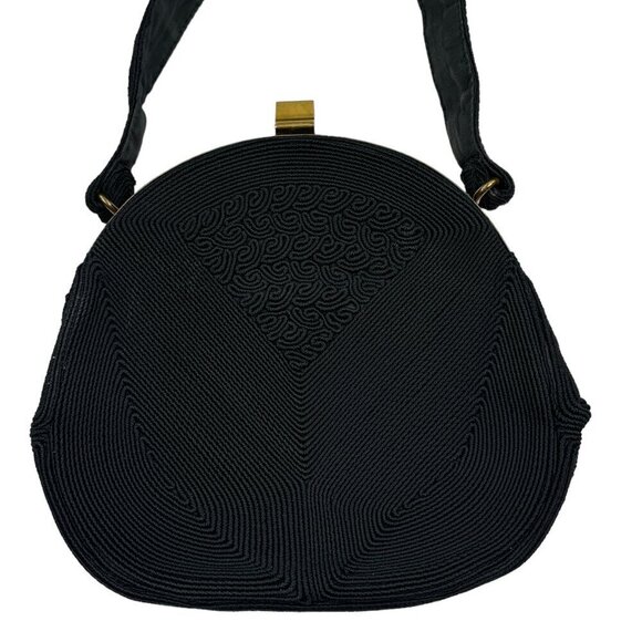 Vintage Textured Rayon 40's-50's Handbag With Gold/Brass Hardware - Picture 3 of 13